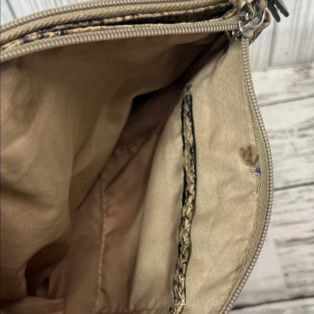 Nicole Faux Snakeskin Crossbody Shoulder Bag Brown Neutral Animal Print